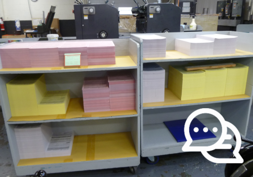 Prep station at the printing shop.